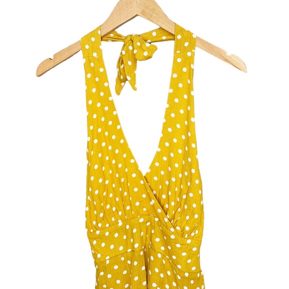 NWT Lulus Polka Dot Halter Romper Mustard - Picture 4 of 6